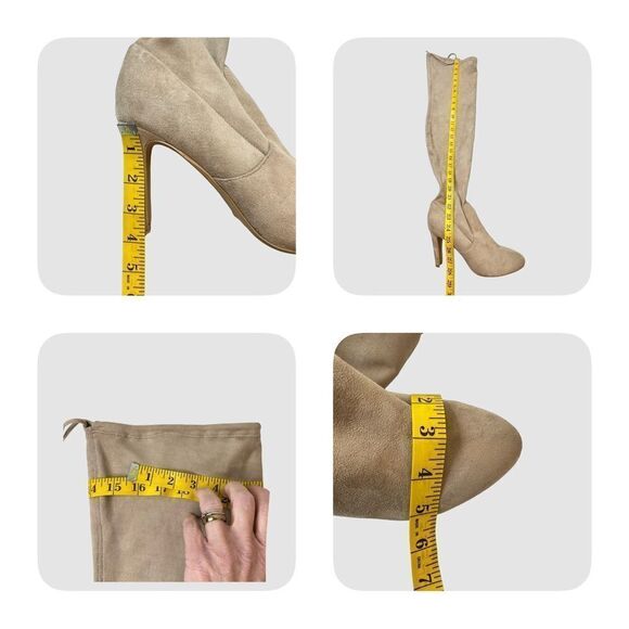 Express "TISSU" Ultra High Heel Boots Tan Over The Knee Women's Stretch Size 9 - Picture 7 of 14